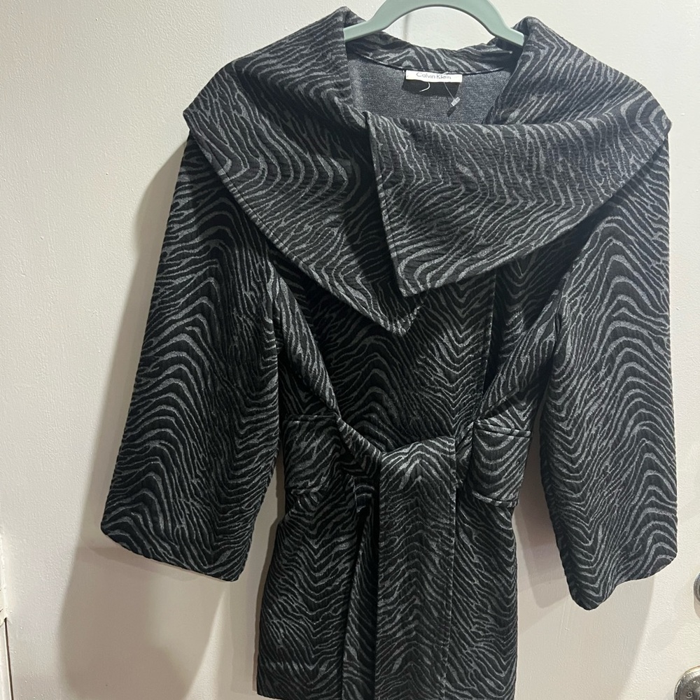 Calvin Klein Black and Gray Zebra Print Jacket